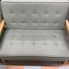 【jジャングルジャングル石川金沢店】  ソファー2人用 ライトグリーン/木目 W106×D67×H78 クリーニング済み												の画像
