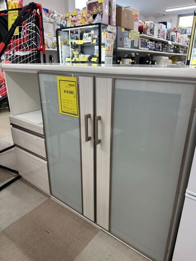 【ジャングルジャングル滋賀草津店】ジモティ来店特価!!　キッチンカウンター　ｵﾌﾎﾜｲﾄ　J-250965