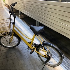 サイクルベースあさひ製 ミニベロ 20インチ 内装3段変速 かご付き 黄色　イエローの画像