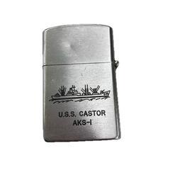 170590 現状品 ZIPPO ジッポ Rk3  PRINCE ”ROCKY” USS CASTOR AKSI 年式不明 ★動作品★ シルバー　ブルー [1000023022330]の画像