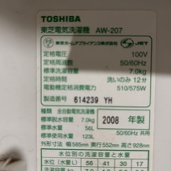 東芝7kg洗濯機　
決まりましたの画像