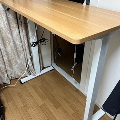 【美品】flexispot 電動昇降デスク　メープル天板　ホワイト脚の画像