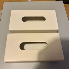 ボックスティッシュケース 2個セット ホワイトの画像