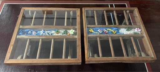 アンティーク調ガラスローテーブル2点