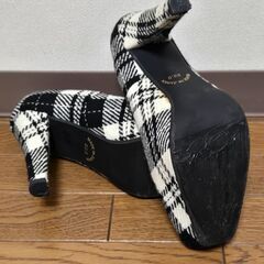 ESPERANZA エスペランサ 23cm タータンチェック ハイヒール ボアの画像