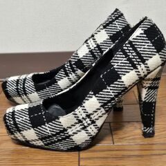 ESPERANZA エスペランサ 23cm タータンチェック ハイヒール ボアの画像