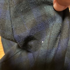 【古着】秋物　ネイビー系チェック柄カジュアルパンツ　※毛玉あり　白い汚れありの画像