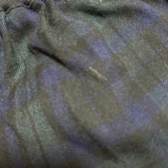 【古着】秋物　ネイビー系チェック柄カジュアルパンツ　※毛玉あり　白い汚れありの画像