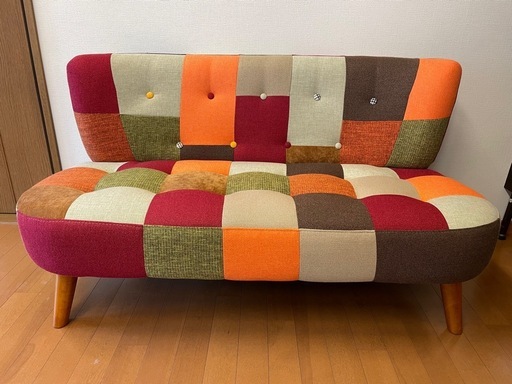 20%OFF!!【定価47,200】２人掛けパッチワークソファー