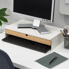 IKEA エロヴェン モニタースタンド ホワイト デスク周りの画像