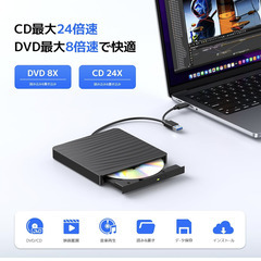 💽【新品未使用】RayCue 外付けDVDドライブ ゼブラ柄 USB3.0/2.0 Type-C対応 高速8X DVD 24X CD 書込・読取対応 薄型 軽量 バスパワー式 Windows Mac Linux対応 光学式CD/DVDドライブの画像