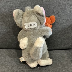 トムとジェリー😸🐭ぬいぐるみ当時物レトロTOM&JERRY糸ほつれ・片方眉毛ナシ💦かわいいグレー茶色黄色緑ピンク白赤の画像