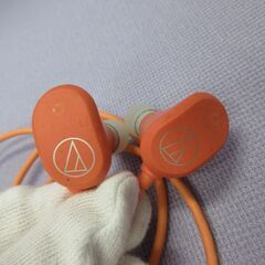 ( M-856 )audio-technica オーディオテクニカ　SONIC SPORT ワイヤレス ヘッドホン ATH-SPORT 60BT オレンジ 中古 動作確認済みの画像