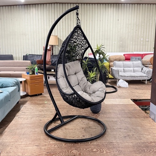 【専用】ハンギングチェアしずく型 1人掛けスタンド ハンモック クッション付 greenfactory-kagu_s1-11