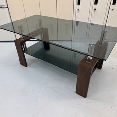 ローテーブル ガラス ダーク グレー ブラウン No2992の画像