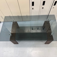 ローテーブル ガラス ダーク グレー ブラウン No2992の画像