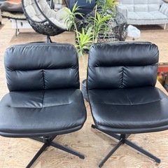 A1520🌟激安‼️デスクチェア アームレス オフィスチェア ホイールなし パソコンチェア クロスレッグ 椅子 ワイド ホーム オフィス デスクチェア 高さ調節可能 回転 PUレザー (Black) 1脚6000円🌟配送🚚・設置🉑♻️の画像