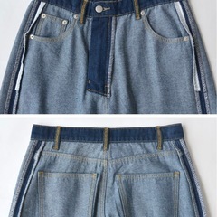 新品　リエディ　ワイドストレートリバースデニムパンツ　ネイビー　Mの画像