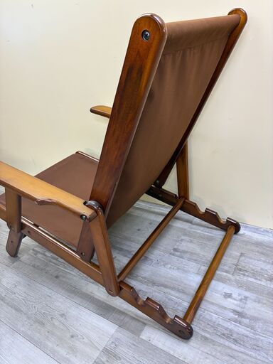 札幌引取限定】木製3段階調整 リクライニングチェア