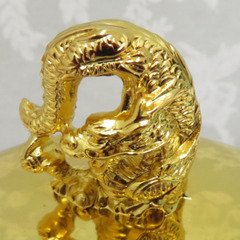 骨董・民芸品 高岡銅器 瑞雲作 龍神香炉 香爐 香炉 三つ足 純金メッキ 共箱有【中古】 【キモノオフ野々市若松店】の画像