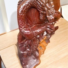 昭和レトロ 龍　ドラゴン　天然木  大型置きの画像