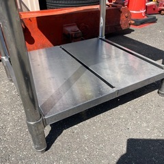 業務用 ステンレス 作業台 バックガード付き 下段 棚板あり コンロ台 ガス台 調理台 厨房設備 W630 D600 H950 中古品 ④の画像