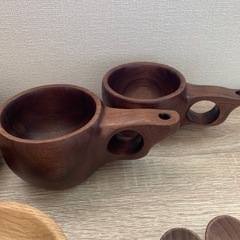 未使用 木製食器セット 大皿・中皿・小皿・豆皿・カトラリー付の画像