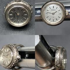 D363可動 SEIKO セイコー リングウォッチ 手巻き式 17-0310/SS×シルバー文字盤/バーインデックス/ステンレススチール ヴィンテージ フリーサイズ アクセサリー/レディースメンズ　腕時計指輪の画像