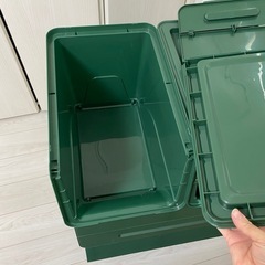 【前が開く収納ケース】4個セット　モスグリーンの画像