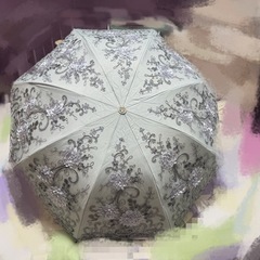 刺繍日傘折りたたみ傘 UPF50+ レディース おしゃれ晴雨兼用3段折りたたみ傘の画像