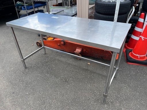 業務用 ステンレス 作業台 調理台 厨房設備 W1430 D600 H785 三方フレーム 中古品 ④
