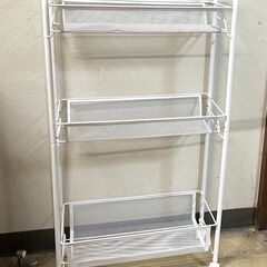 美品 ニトリ キッチンスリムワゴン 幅17.5×奥行約43.5×高さ約81cm ホワイト 隙間収納 キャスター付き Bの画像