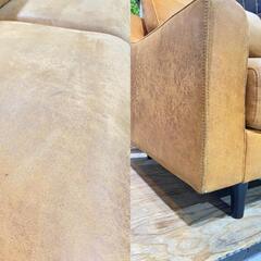 F11★関家具★RELAX FORM リラックスフォーム ラブソファ レザーテックス キャメル W171cm 2人掛けソファの画像