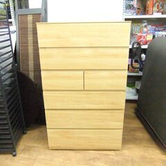 ニトリ 6段 ハイチェスト クエス 幅79×奥41×高130㎝ タンス 整理 収納 家具 ナチュラル系 札幌市厚別区 厚別店の画像