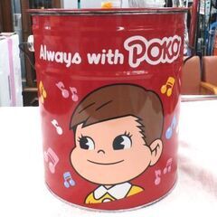 不二家 ペコちゃん 音の鳴る缶 高21㎝ 収納 ケース peko & poko ミルキー ブリキ缶 西岡店の画像