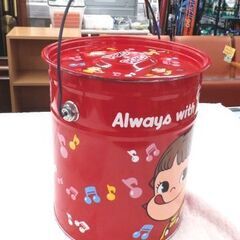 不二家 ペコちゃん 音の鳴る缶 高21㎝ 収納 ケース peko & poko ミルキー ブリキ缶 西岡店の画像