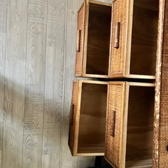 チェスト タンス ラック ラタン 収納 キャビネット チーク rattan ナチュラル アジアン 引き出し おしゃれ 木製の画像