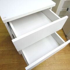 デスクワゴン 袖机 ホワイト キャスター付き 引出し3段 幅40㎝×奥行45㎝×高さ66㎝ サイドチェスト 収納家具 西岡店の画像