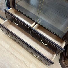 【レガストック川崎本店】飾り棚 ガラスケース アンティーク ダークブラウンの画像