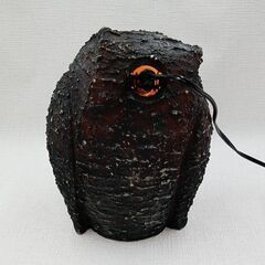 【S126】フクロウ/陶器置物/ライト/照明/和風インテリア/高さ約23㎝/動作確認OKの画像