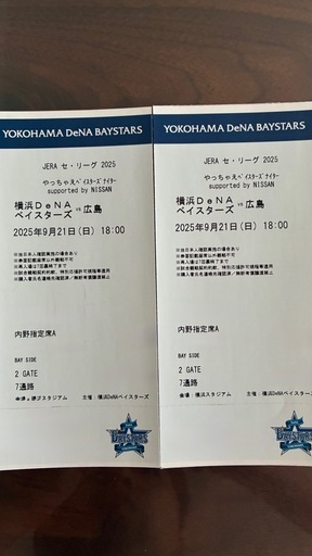 横浜DeNAベイスターズ チケット2枚セット