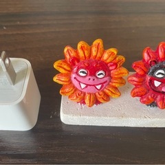 シーサー 沖縄 カラフル太陽の置物 2体セットの画像