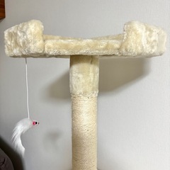 【極美品】キャットタワー ベージュ 高さ154cm 多機能 爪とぎ ハンモック付きの画像