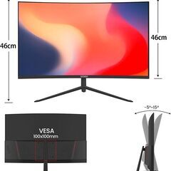 ✨引取り限定！AESNO モニター 27インチ 曲面・75Hz（1.5年使用・箱あり）✨の画像