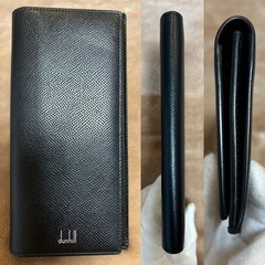 ダンヒル紳士ロングウォレット男性用メンズ長財布さいふ小銭入れ有サイフ黒イタリア製dunhilldanhiruの画像