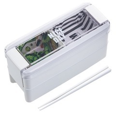 【ほぼ新品】岩崎工業 弁当箱 イージーケア ランチボックス 2段(箸つき) 680ml ホワイト フタ・パッキンが一体で洗いやすい レンジ対応 食洗機対応 B-1488の画像