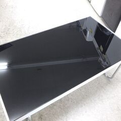 ニトリ センターテーブル ガラス 幅110cm ローテーブル ホワイト＆ブラック ☆ 札幌市 北区 屯田 の画像