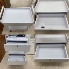 ◇ドリーム1号館◇　引き出し付ワゴン(カギ付) WHの画像