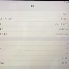 Apple iPad 第9世代 Wi-Fiモデル スペースグレイ 64GBの画像