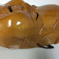 A4312　木製 木彫り 彫刻 お面 おかめ お多福 能面 能楽 神楽面 壁掛け 木工芸 インテリア オブジェ コレクション レトロ　38㎝の画像